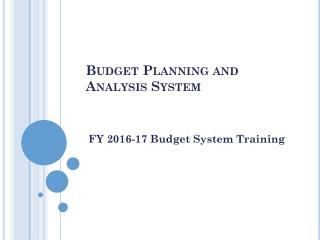 Budget Planning and Analysis System