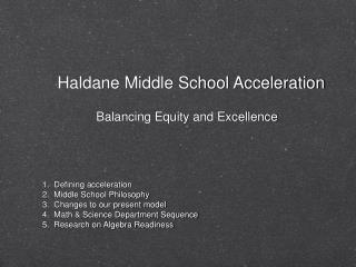 Haldane Middle School Acceleration