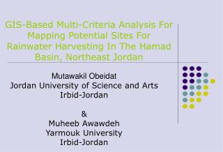 Mutawakil Obeidat Jordan University of Science and Arts Irbid-Jordan &amp; Muheeb Awawdeh