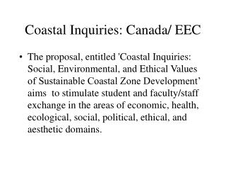 Coastal Inquiries: Canada/ EEC