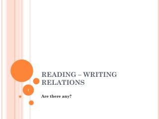 READING – WRITING RELATIONS