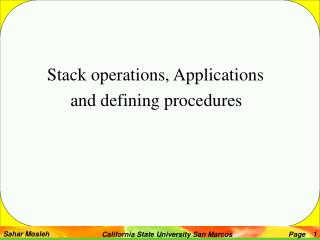 Stack operations, Applications and defining procedures