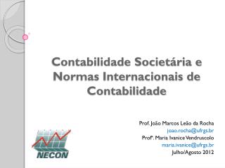 Contabilidade Societária e Normas Internacionais de Contabilidade