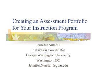 Creating an Assessment Portfolio for Your Instruction Program