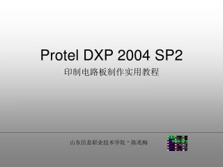 Protel DXP 2004 SP2 印制电路板制作实用教程