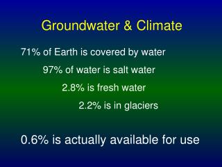 Groundwater &amp; Climate