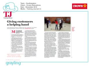 Team – Southampton Client – Crown Relocations Date – November 2010 Media – Training Journal (1)