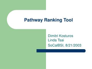 Pathway Ranking Tool