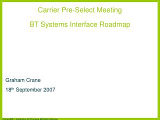 Carrier Pre-Select Meeting BT Systems Interface Roadmap
