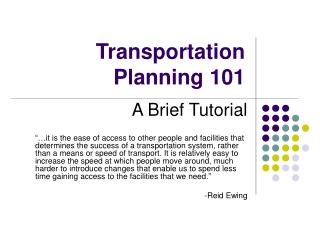 Transportation Planning 101
