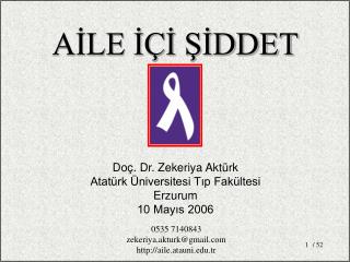 Doç. Dr. Zekeriya Aktürk Atatürk Üniversitesi Tıp Fakültesi Erzurum 10 Mayıs 2006