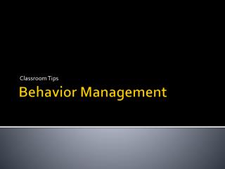 Behavior Management