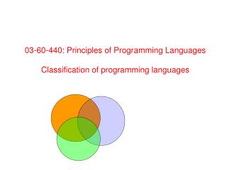 03-60-440: Principles of Programming Languages Classification of programming languages