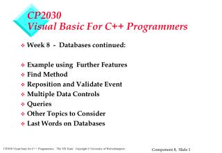 CP2030 Visual Basic For C++ Programmers
