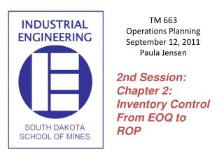 TM 663 Operations Planning September 12, 2011 Paula Jensen