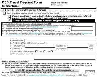 DSB Travel Request Form Task Force Meeting:
