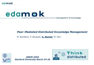 Peer–Mediated Distributed Knowledge Management M. Bonifacio, P. Bouquet, G. Mameli , M. Nori