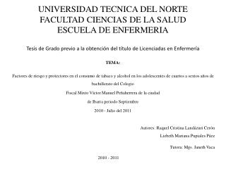 UNIVERSIDAD TECNICA DEL NORTE FACULTAD CIENCIAS DE LA SALUD ESCUELA DE ENFERMERIA