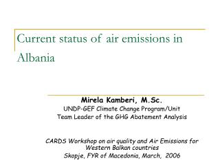 Current status of air emissions in Albania