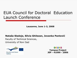 EUA Council for Doctoral  Education Launch Conference