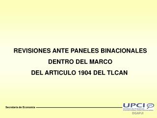 REVISIONES ANTE PANELES BINACIONALES DENTRO DEL MARCO DEL ARTICULO 1904 DEL TLCAN