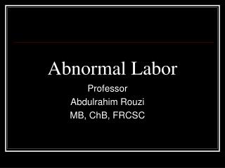 Abnormal Labor