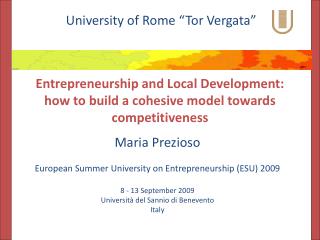 Entrepreneurship and Local Development: how to build a cohesive model towards competitiveness