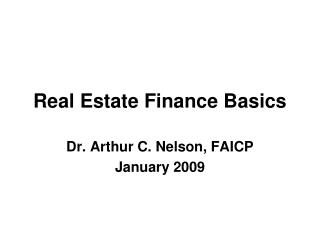 Real Estate Finance Basics