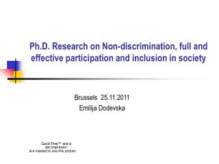 Ph.D. Research on Non-discrimination, full and effective participation and inclusion in society