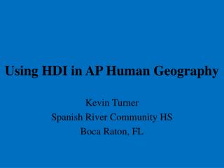 Using HDI in AP Human Geography