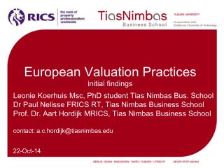 European Valuation Practices initial findings