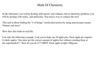 Math Of Chemistry