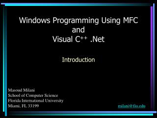 Windows Programming Using MFC and Visual C ++ .Net