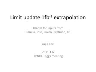 Limit update 1fb -1 extrapolation