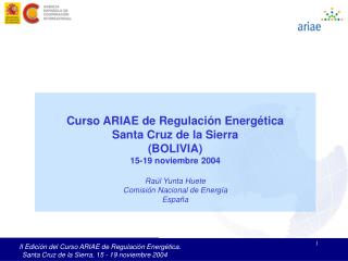 Curso ARIAE de Regulación Energética Santa Cruz de la Sierra (BOLIVIA) 15-19 noviembre 2004