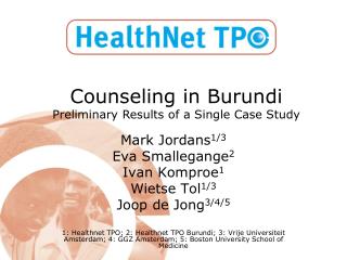 Counseling in Burundi Preliminary Results of a Single Case Study