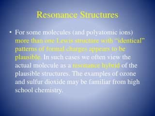 Resonance Structures
