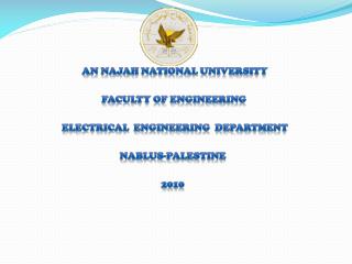 An Najah National University Faculty Of Engineering Electrical Engineering Department