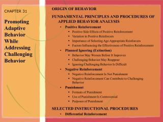 CHAPTER 31 Promoting Adaptive Behavior While Addressing Challenging Behavior