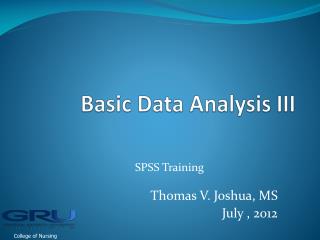 Basic Data Analysis III