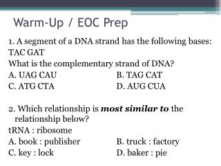 Warm-Up / EOC Prep