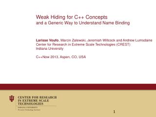 Weak Hiding for C++ Concepts a nd a Generic Way to Understand Name Binding