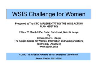 WSIS Challenge for Women
