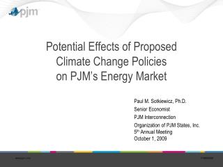 Potential Effects of Proposed Climate Change Policies on PJM’s Energy Market