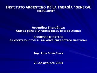 INSTITUTO ARGENTINO DE LA ENERGÍA “GENERAL MOSCONI” Argentina Energética: