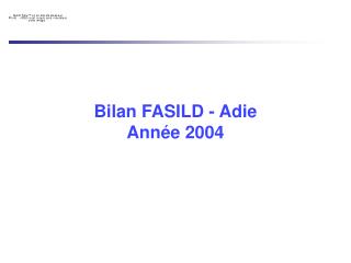 Bilan FASILD - Adie Année 2004