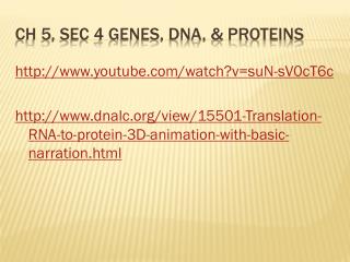 Ch 5, Sec 4 Genes, DNA, &amp; Proteins