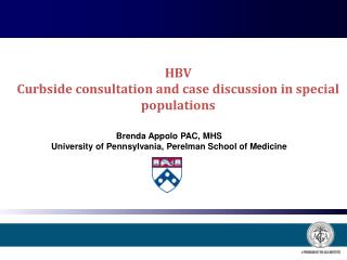 HBV Curbside consultation and case discussion in special populations