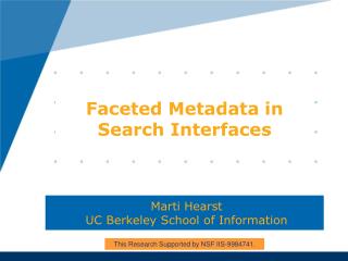 Faceted Metadata in Search Interfaces