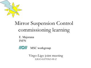 Mirror Suspension Control commissioning learning